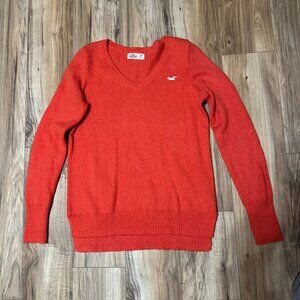 278 Hollister Orange Knit Sweater | Classic Logo Crew Pullover